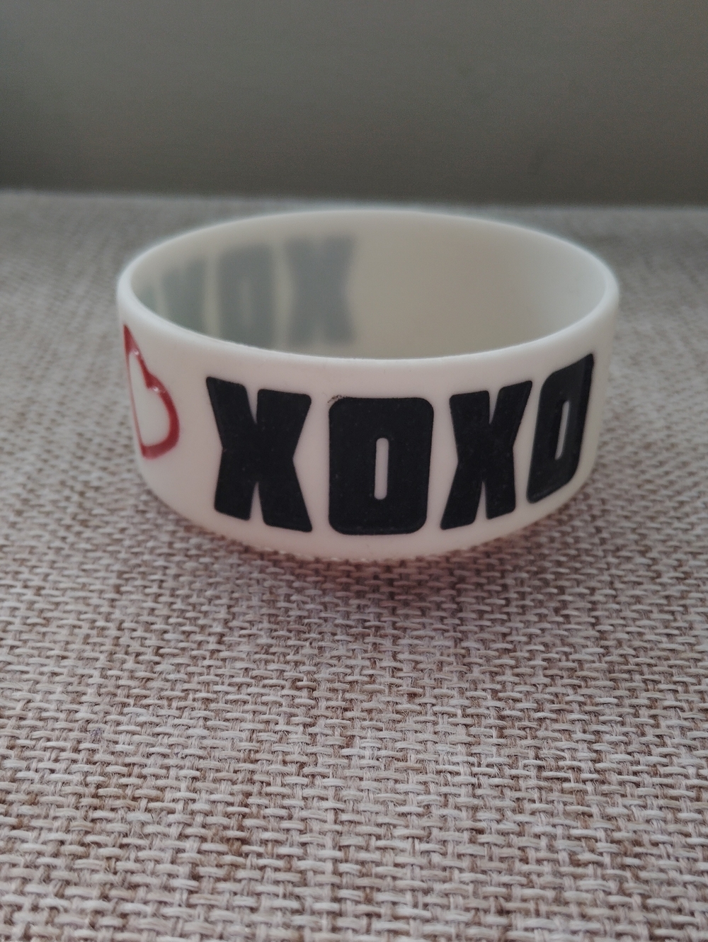 XOXO White Silicone Bracelet with Red Heart Accent